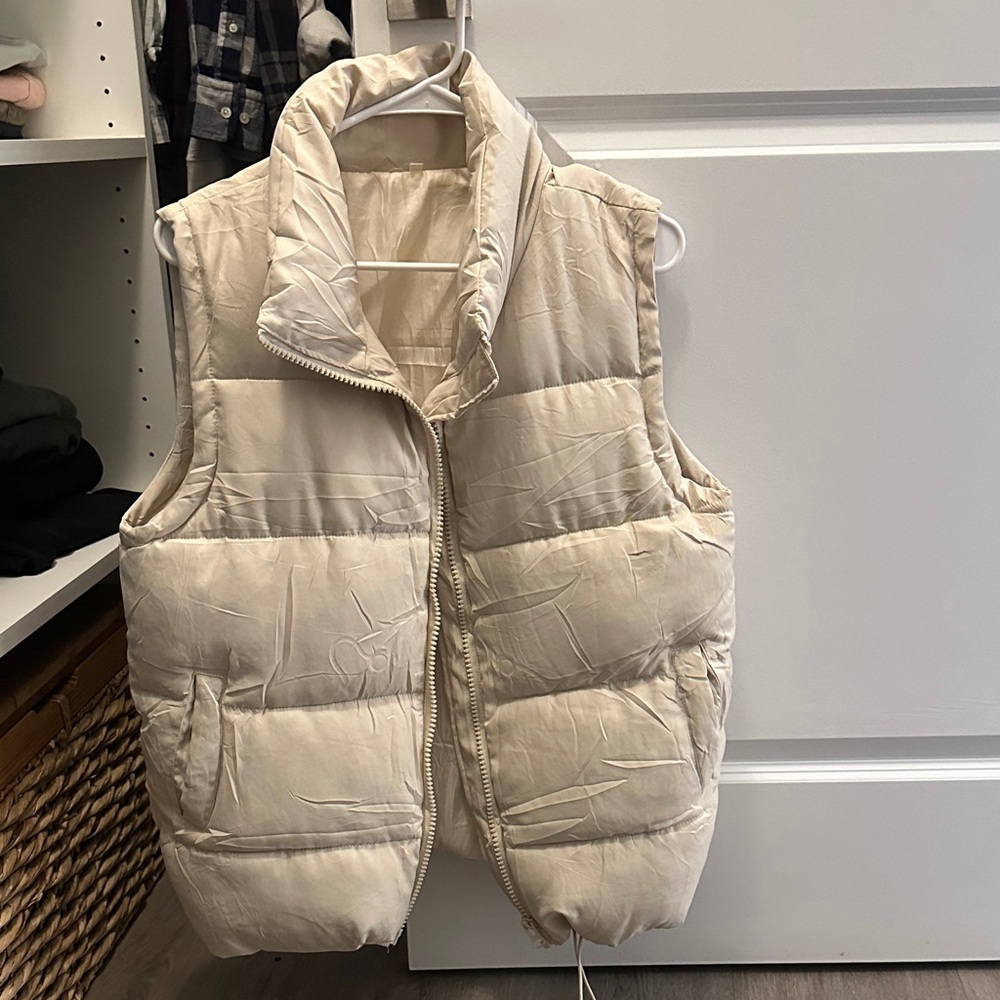 Oversized Cream Puffer Vest